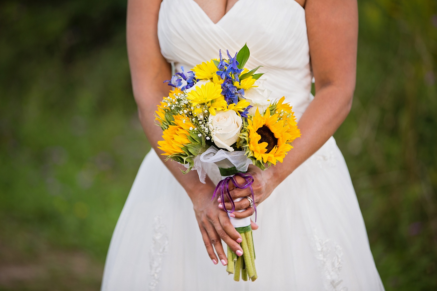 sunflowers, purple, wedding ring