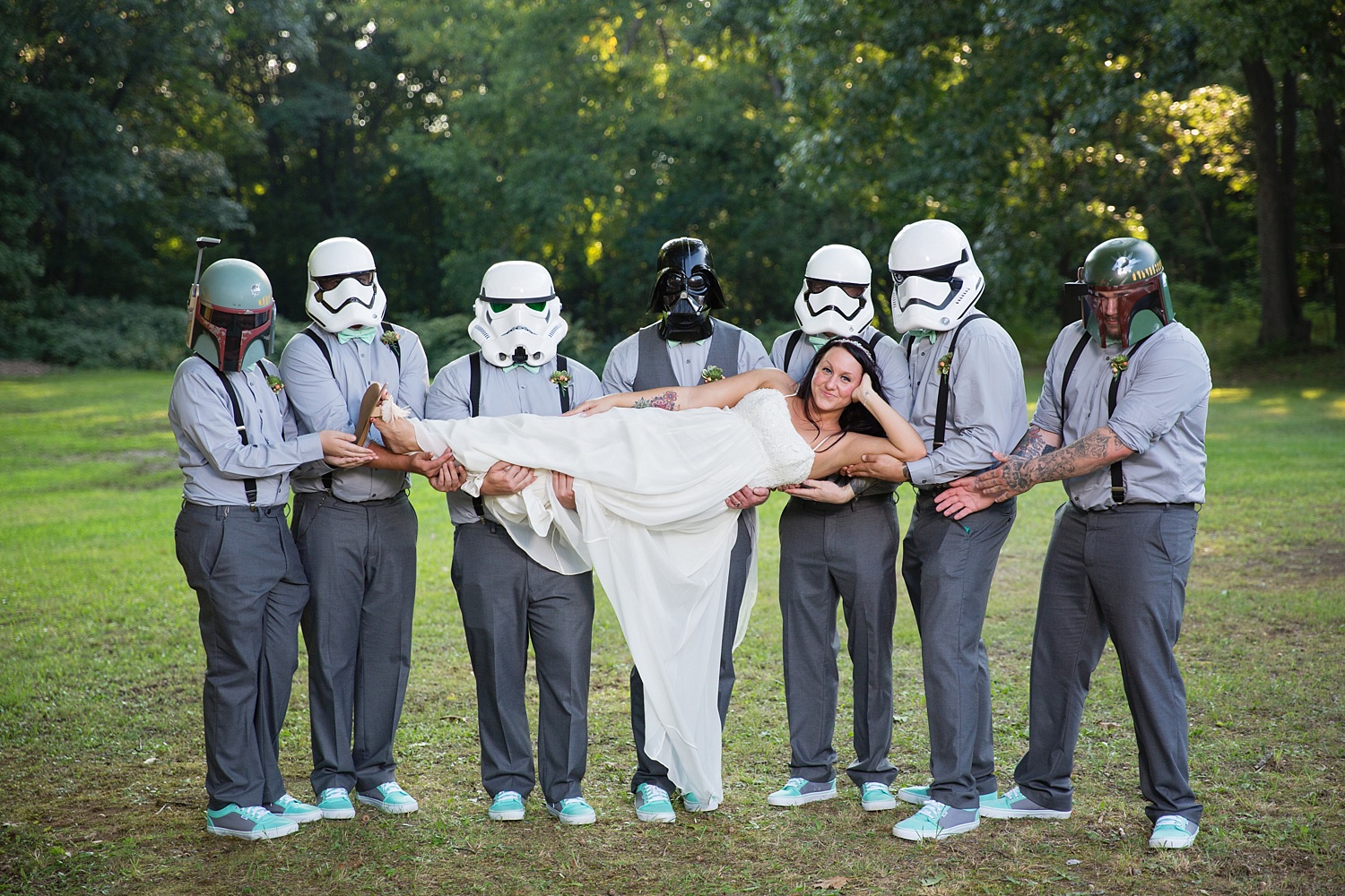 star wars, storm troopers, darth vader, bride, david's bridal 