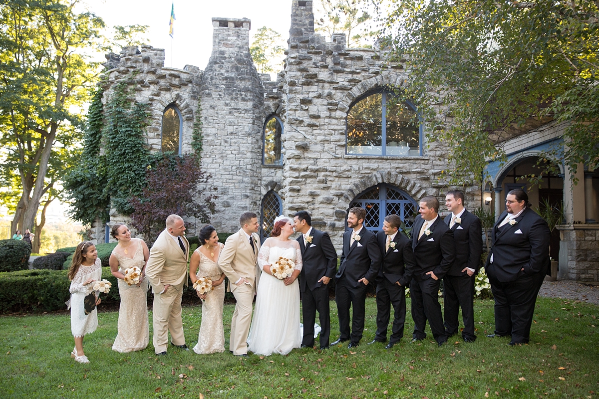 beardslee castle, little falls, ny, sarah heppell photography, wedding party in front of castle, wedding party in front of beardslee castle