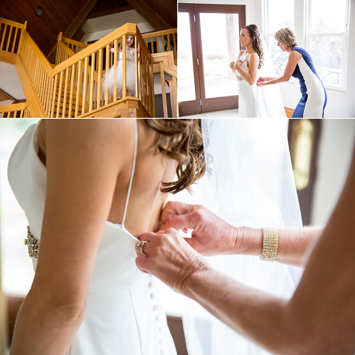 chantelle marie lakehouse and celebration venue, sarah heppell photography, bride gets ready with help from her mother, bride gets in dress from lovely bride, flower girl watches the bride get ready