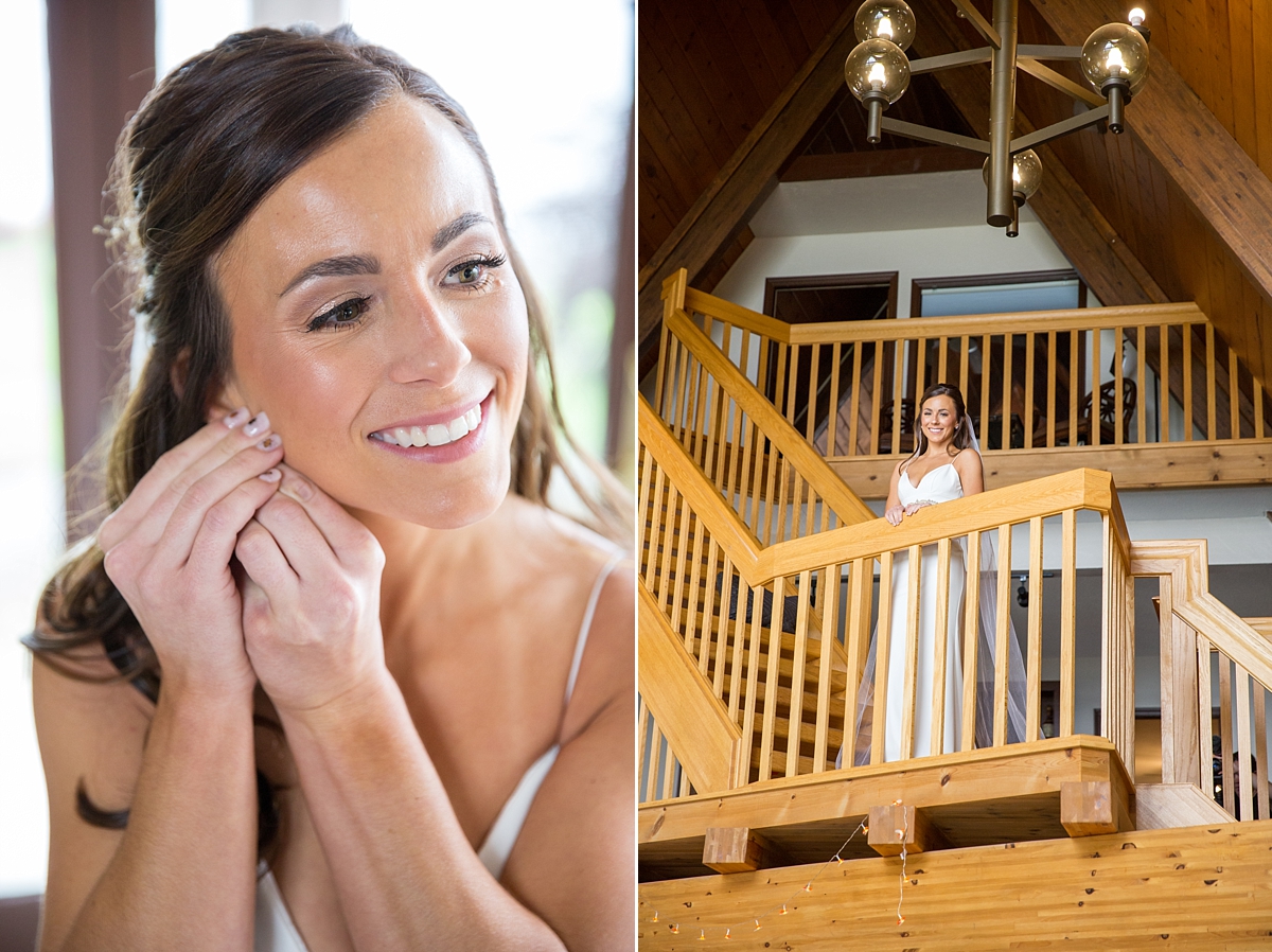 chantelle marie lakehouse and celebration venue, sarah heppell photography, bride puts on her earrings, bride in dress from lovely bride, ny