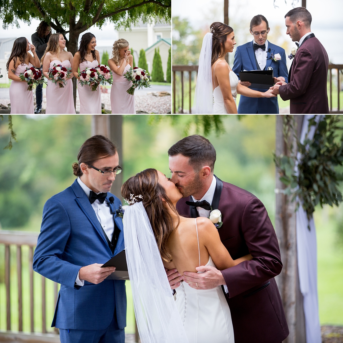 chantelle marie lakehouse and celebration venue, sarah heppell photography, bride and groom kiss, ceremony kiss, bridesmaids crying 