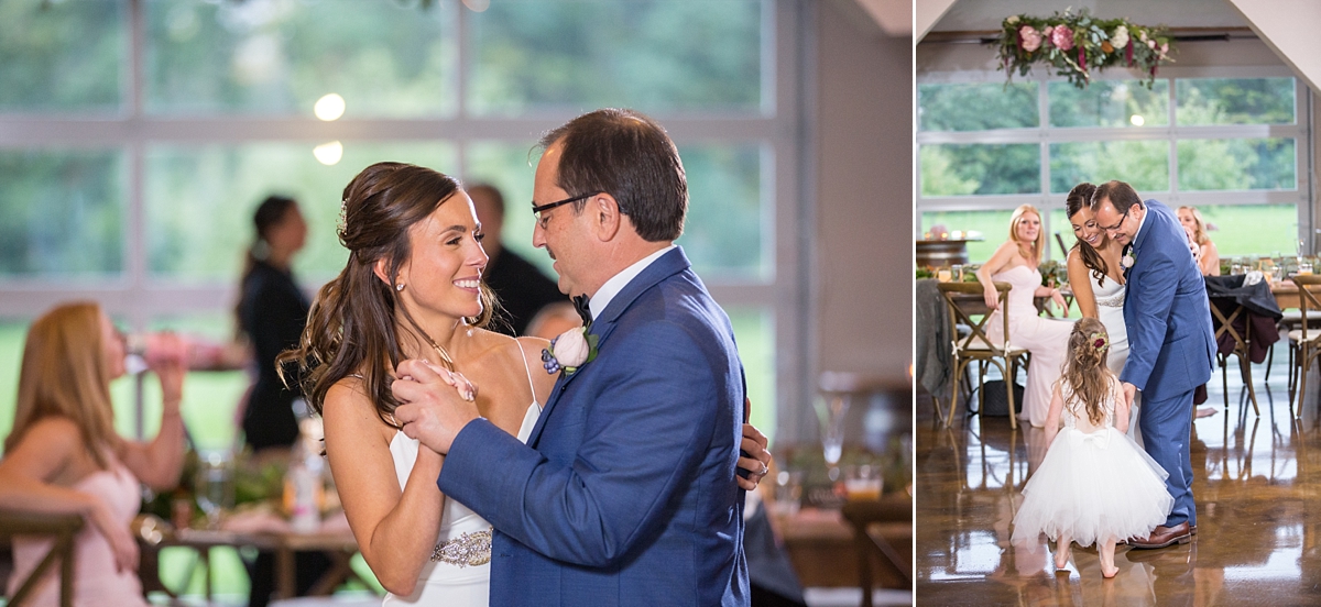 chantelle marie lakehouse and celebration venue, sarah heppell photography, whistlestop florist reception decor, mlh events reception decor, bride dances with father at wedding reception