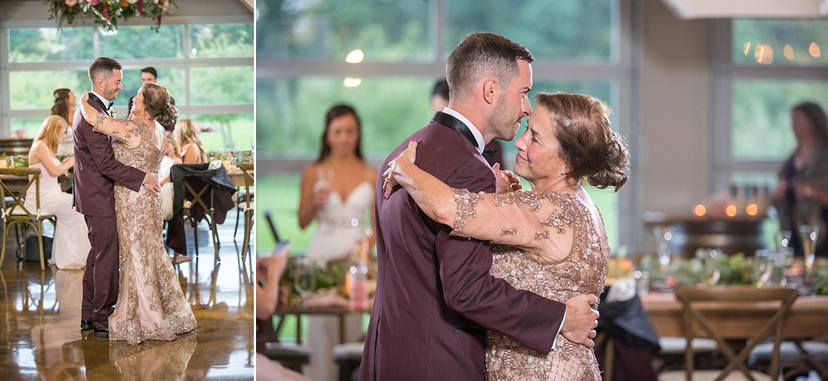 chantelle marie lakehouse and celebration venue, sarah heppell photography, whistlestop florist reception decor, mlh events reception decor, groom dances with mother at wedding reception