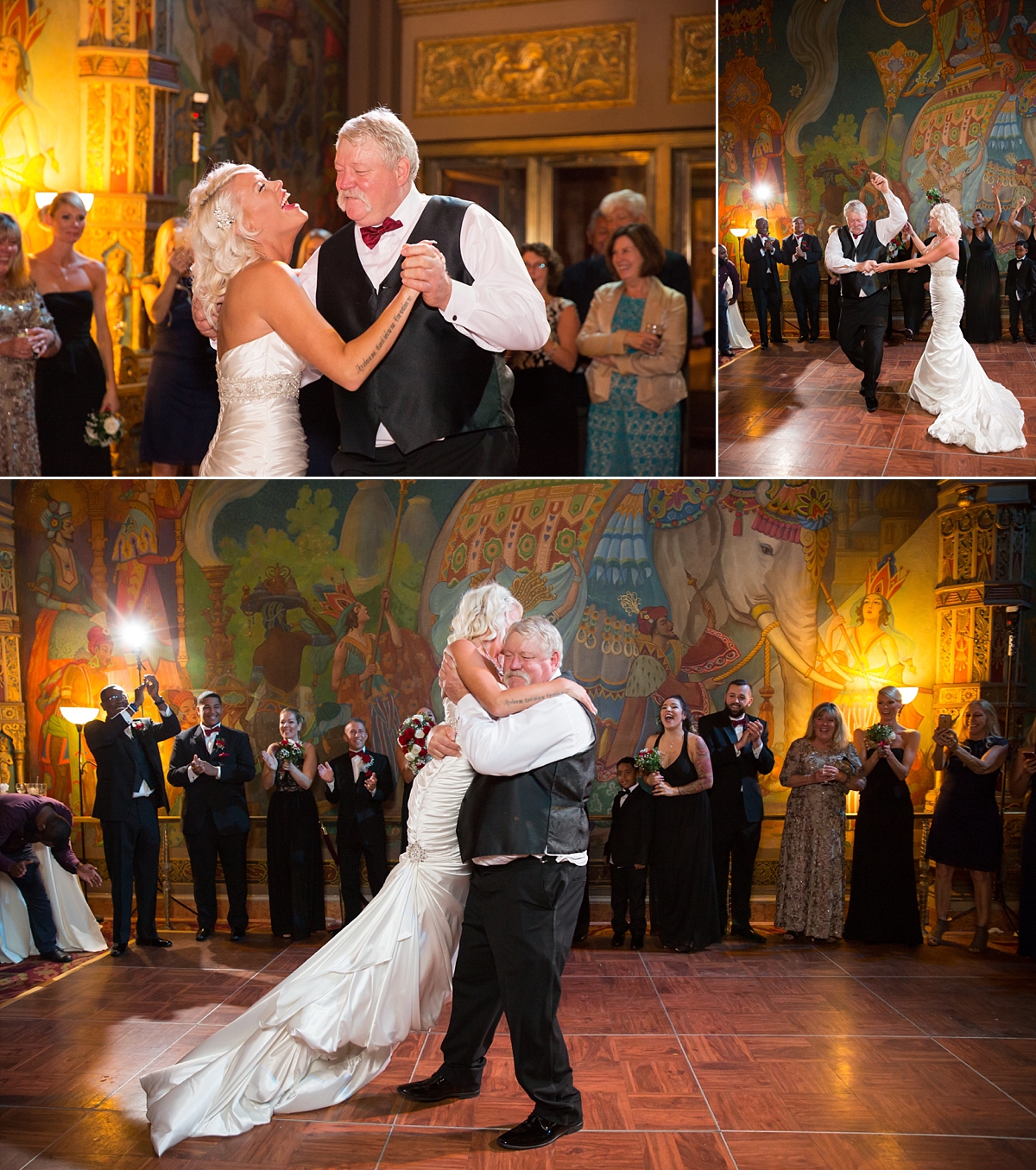 bride dances with her father at the landmark theatre, syracuse, ny, wedding reception, sarah heppell photography
