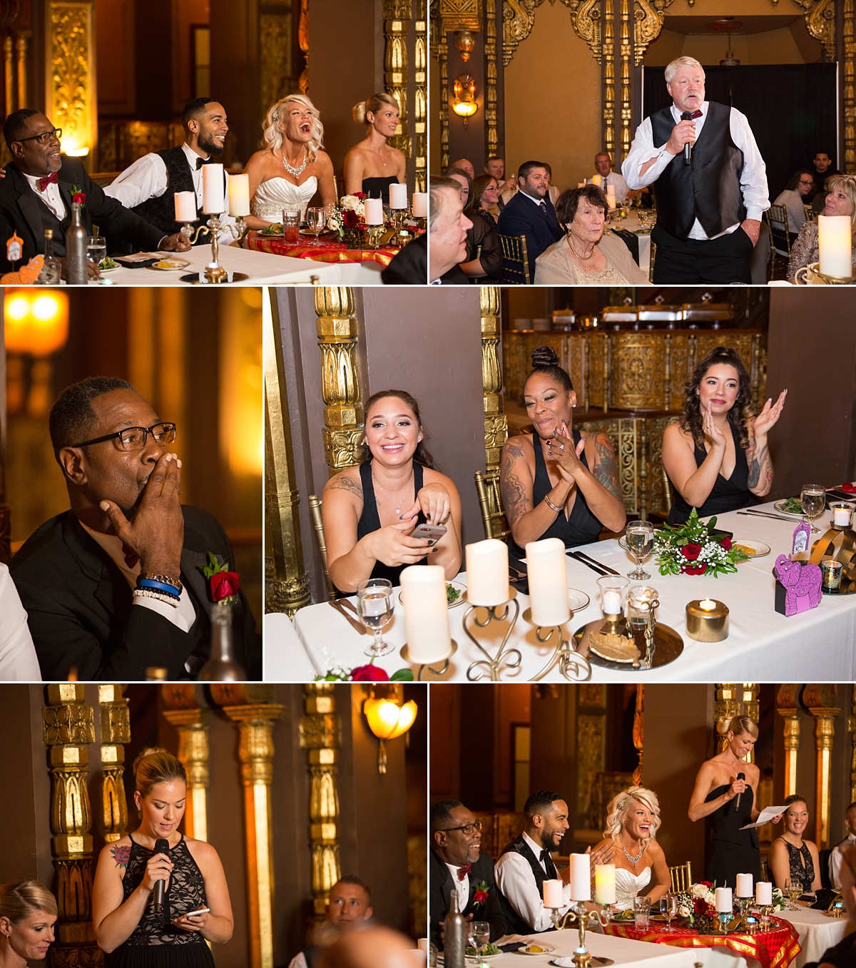 toasts and speeches at the landmark theatre, syracuse, ny, wedding reception, sarah heppell photography