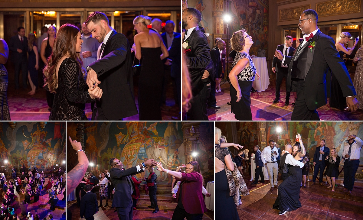 guests dance at the landmark theatre, syracuse, ny, wedding reception, sarah heppell photography