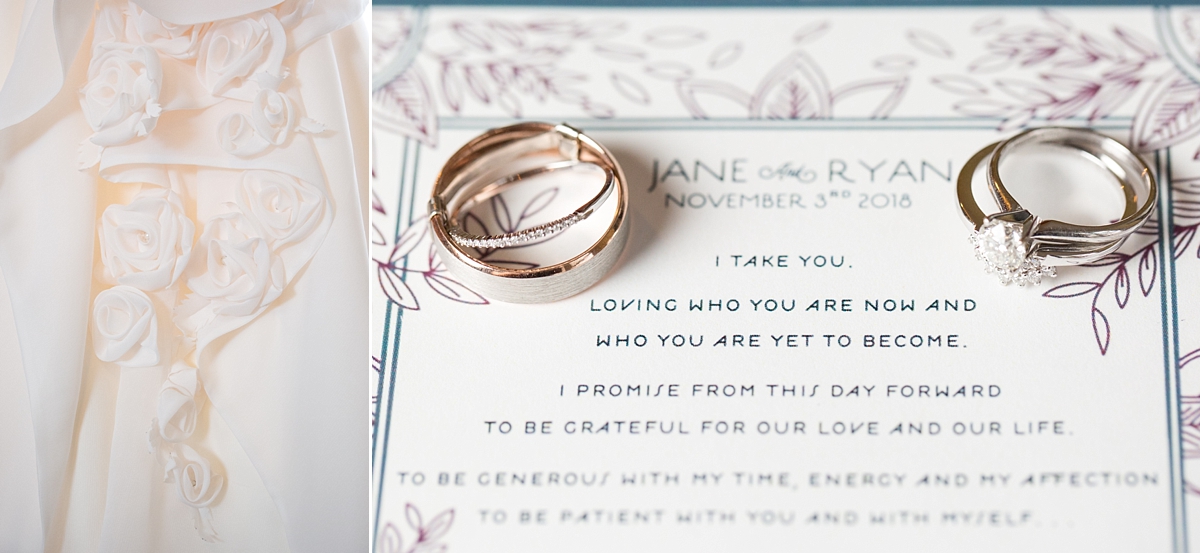 couples wedding bands on wedding invitation at the lincklaen house in cazenovia, ny, sarah heppell photography